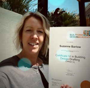 Suzie Barlow with her Certificate IV in Building Design Drafting